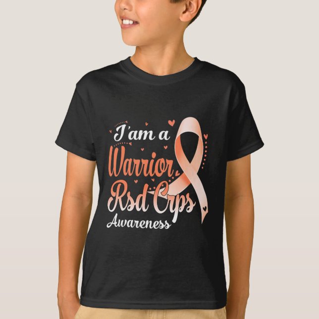 I Am A Warrior RSD CRPS Awareness Orange Ribbon  T-Shirt (Front)