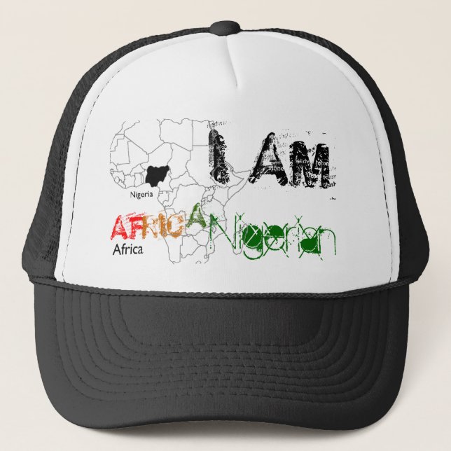 I AM , AF, RIC, A, Nigerian Trucker Hat (Front)