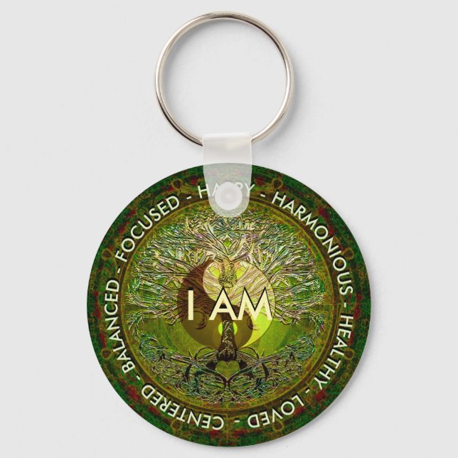 I Am Affirmation Yin Yang Key Ring (Front)