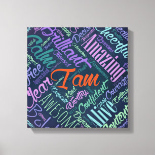 I am Affirmations Word Cloud Art Canvas Print