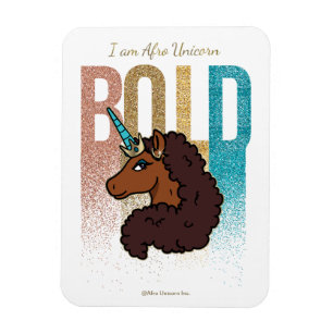 I am Afro Unicorn Bold Glitter Design Magnet