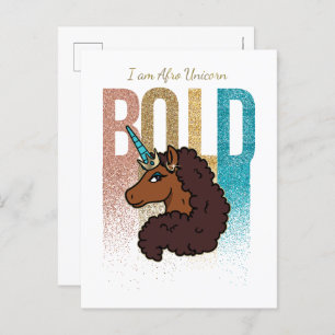 I am Afro Unicorn   Bold Glitter Design Postcard