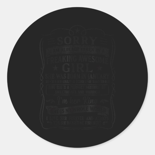 I Am Already Taken By Freaking Awesome Girl Born I Classic Round Sticker (Front)