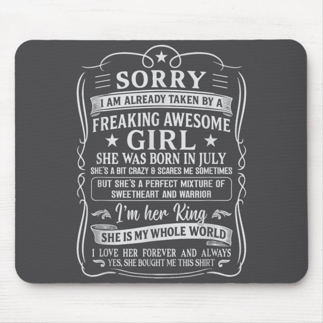I Am Already Taken By Freaking Awesome Girl Born I Mouse Mat (Front)