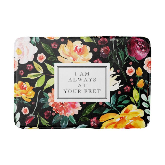 I am always at your feet Colourful flowers pattern Bath Mat (Front)