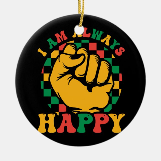 i_am_always_happy_01 ceramic tree decoration (Front)