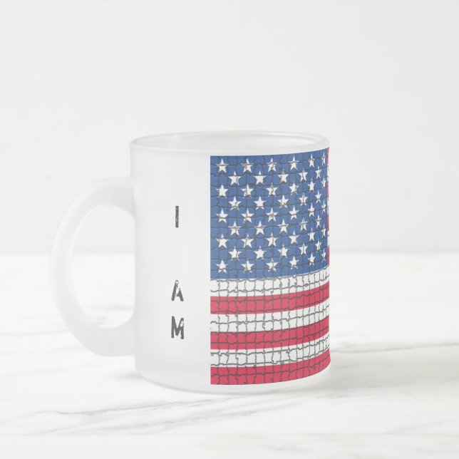 "I AM AMERICAN" Flag Frosted Mug (Left)