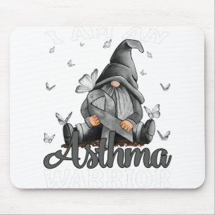 I Am An Asthma Warrior Gray Awareness Ribbon Mouse Mat