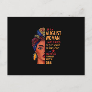 I Am An August Woman I Have 3 Sides August Announcement Postcard