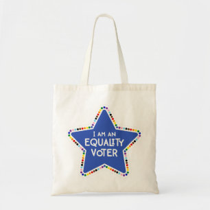 I am an Equality Voter! LGBTQ+ Rainbow Star Tote Bag
