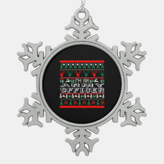 I Am Army Officer Christmas Ugly Sweater Snowflake Pewter Christmas Ornament