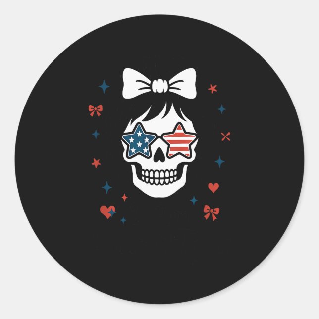 I Am Aunt Tifa Cute Coquette Skull With Bow And Am Classic Round Sticker (Front)