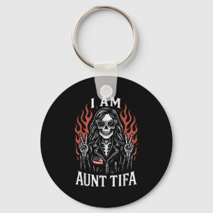 I Am Aunt Tifa Funny Skeleton Biker Aunt Tifa Desi Key Ring