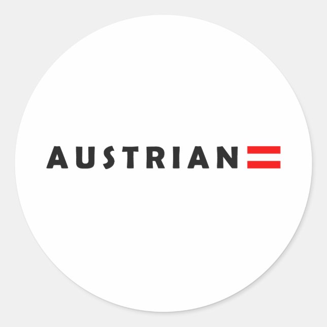 I am Austrian Classic Round Sticker (Front)