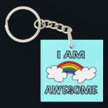 "I am Awesome" Rainbow Key Ring<br><div class="desc">A funny design to show the world how awesome you are. This humourous and ironic rainbow makes a great funny tee or gift for an awesome person.</div>