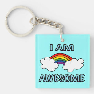 "I am Awesome" Rainbow Key Ring