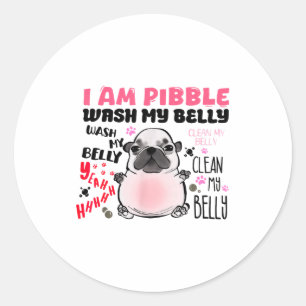 I Am Bble Wash My Belly Bble Meme Funny Dog Brainr Classic Round Sticker