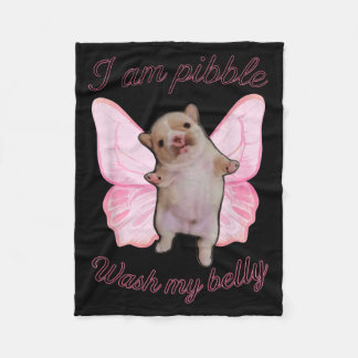 I Am Bble Wash My Belly Bble Meme Funny Dog Brainr Fleece Blanket