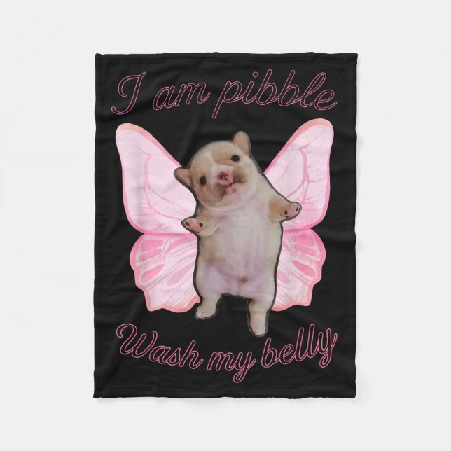 I Am Bble Wash My Belly Bble Meme Funny Dog Brainr Fleece Blanket (Front)