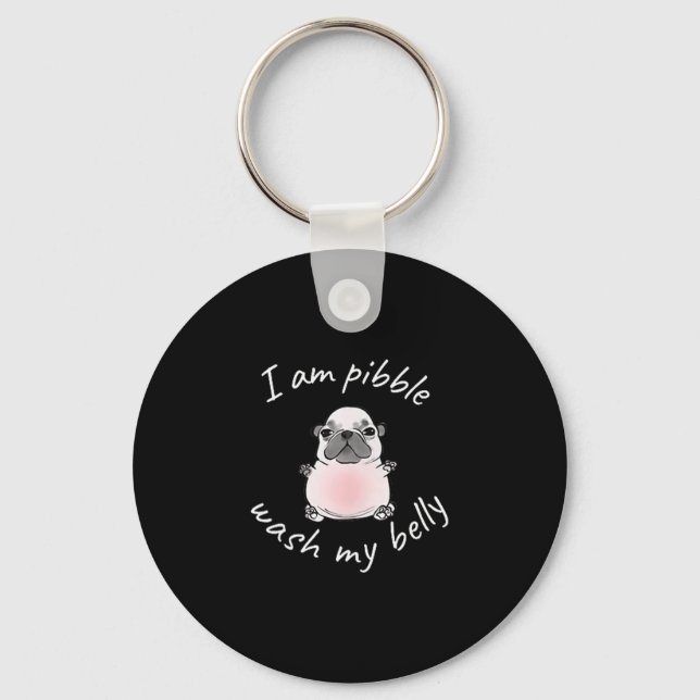 I Am Bble Wash My Belly Bble Meme Funny Dog Brainr Key Ring (Front)
