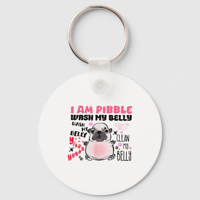 I Am Bble Wash My Belly Bble Meme Funny Dog Brainr Key Ring (Front)