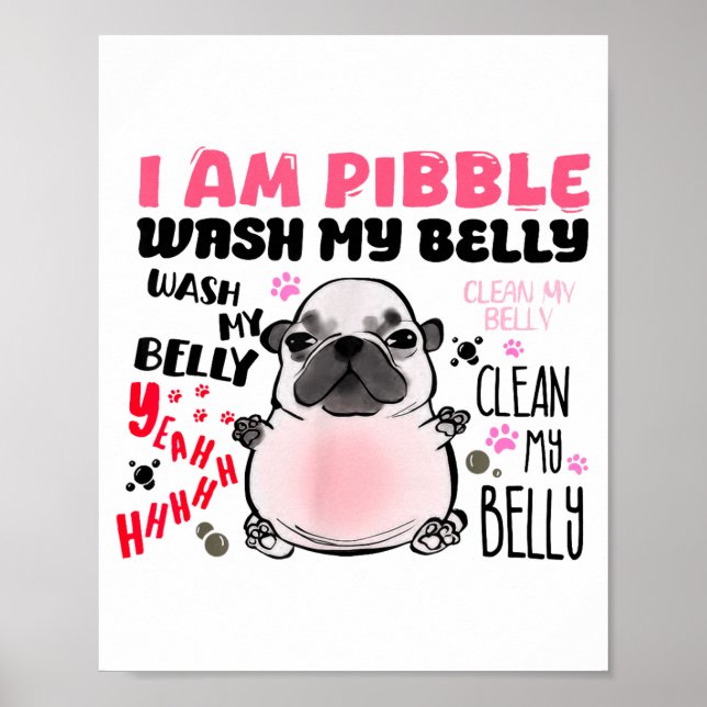 I Am Bble Wash My Belly Bble Meme Funny Dog Brainr Poster (Front)