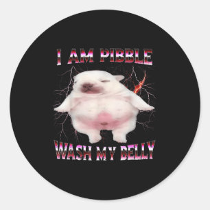 I Am Bble Wash My Belly Funny Dog Meme Classic Round Sticker