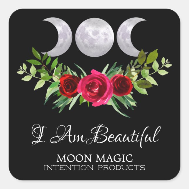 I Am Beautiful Affirmation Spell Candle Square Sticker (Front)