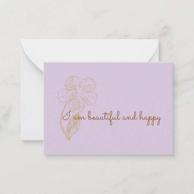 I am Beautiful and Happy Positive Affirmation Card (Front)