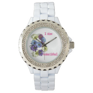 I am Beautiful flower affirmation Watch