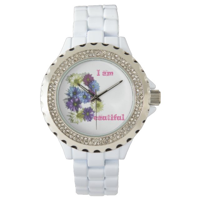 I am Beautiful flower affirmation Watch (Front)