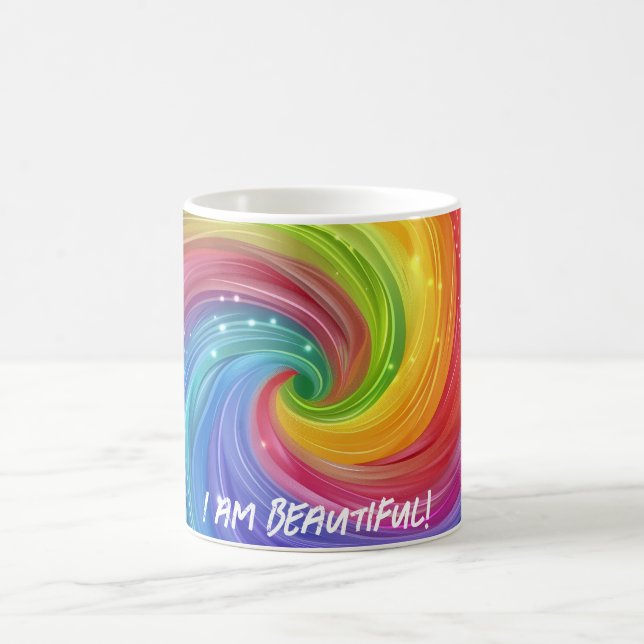 I Am Beautiful Rainbow Digital Art Coffee Mug (Center)