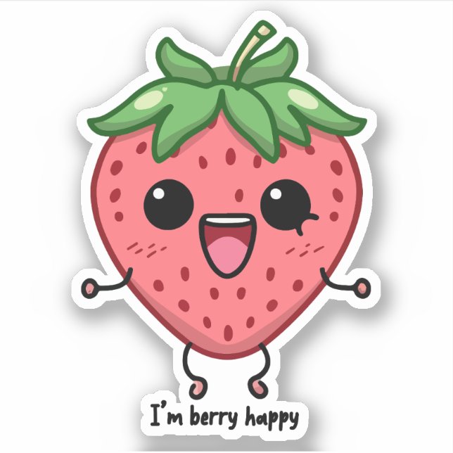 I am Berry Happy cute kawaii strawberry jumping (Front)