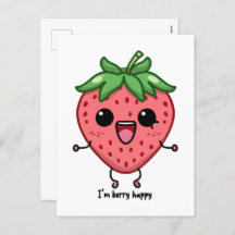 I am Berry Happy cute kawaii strawberry jumping