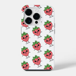 I am Berry Happy cute kawaii strawberry jumping iPhone 14 Pro Case