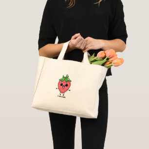 I am Berry Happy cute kawaii strawberry jumping Mini Tote Bag