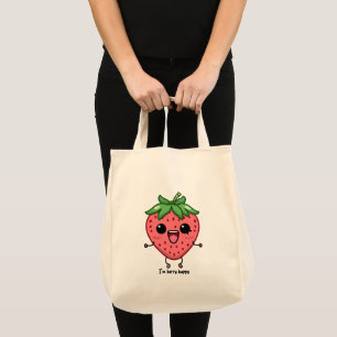 I am Berry Happy cute kawaii strawberry jumping Tote Bag
