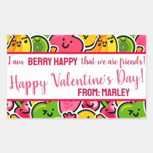 I am BERRY HAPPY we are Friends, Valentine's Day Rectangular Sticker