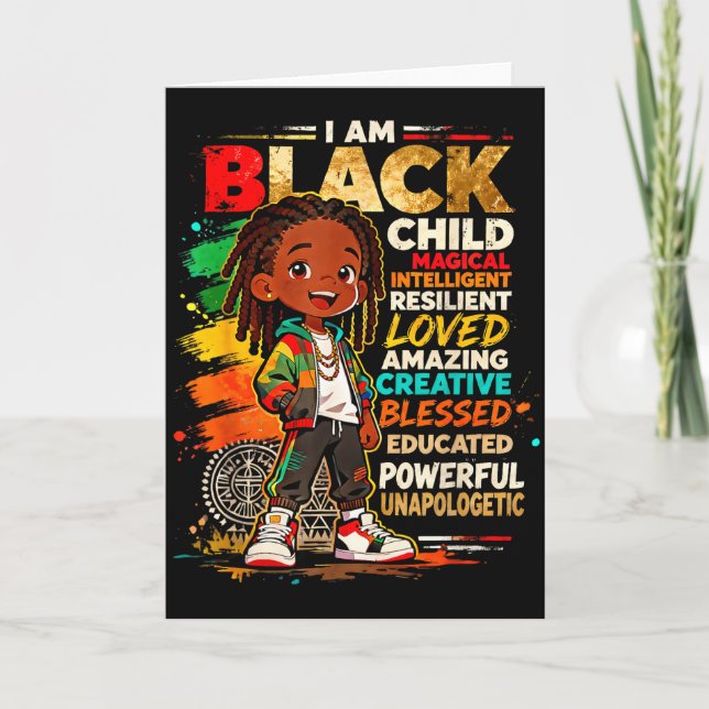 I Am Black Boy Child Powerful Loved Creative Pride Card (Front)