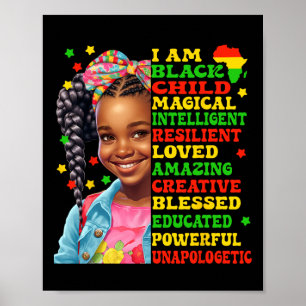 I Am Black Child American African Pride For Junete Poster