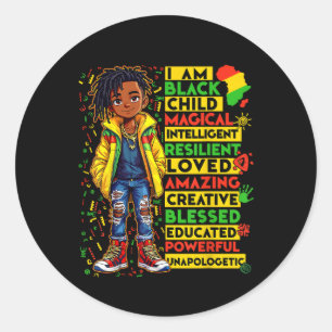 I Am Black Child History Month African American  Classic Round Sticker