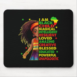 I Am Black Child Juneteenth African American Girls Mouse Mat