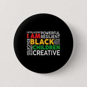 I Am Black Children Black History Month Boys Girls 6 Cm Round Badge