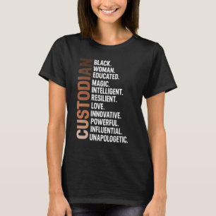 I Am Black Custodian Afro Woman Bhm Black History T-Shirt