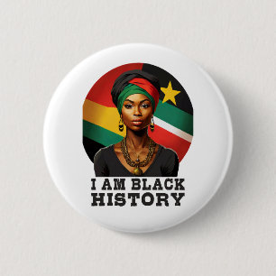 I am Black History 6 Cm Round Badge