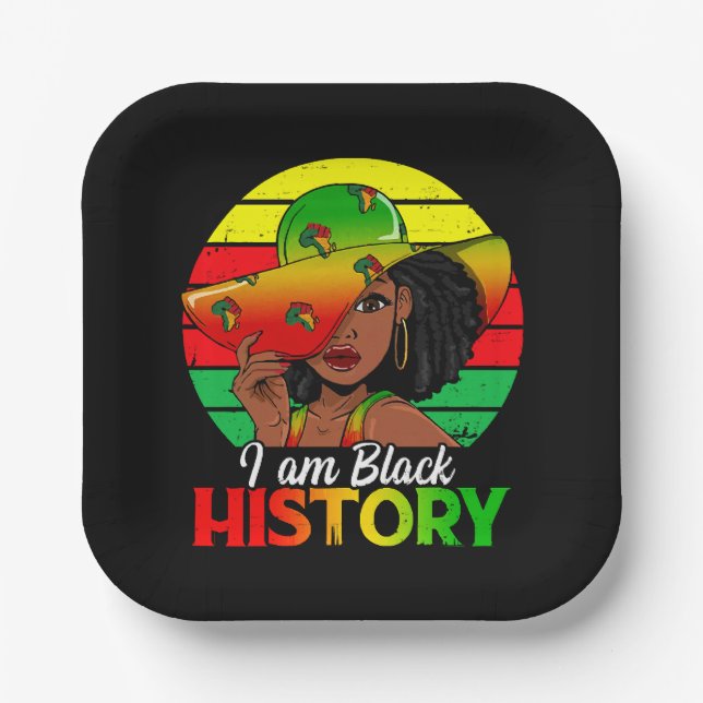 I Am Black History African America Paper Plate (Front)