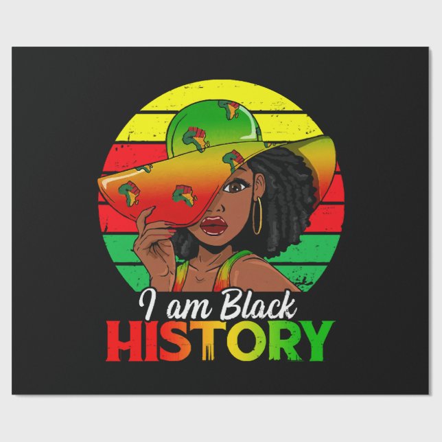 I Am Black History African America Wrapping Paper (Flat)