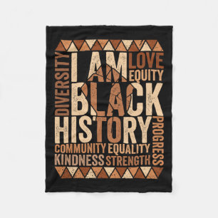 I Am Black History African American Black History Fleece Blanket