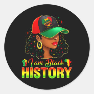 I Am Black History African American Women Girl Bla Classic Round Sticker