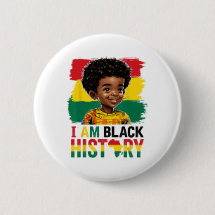 I Am Black History Afro Boy Little Melanin Prince 6 Cm Round Badge